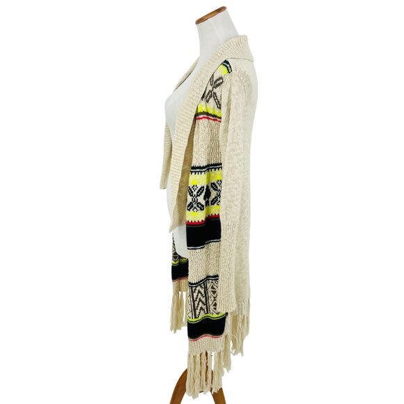 Vintage Y2K Princess Vera Wang Fringe Boho Multicolor Knit Cardigan Cottagecore - Picture 3 of 15